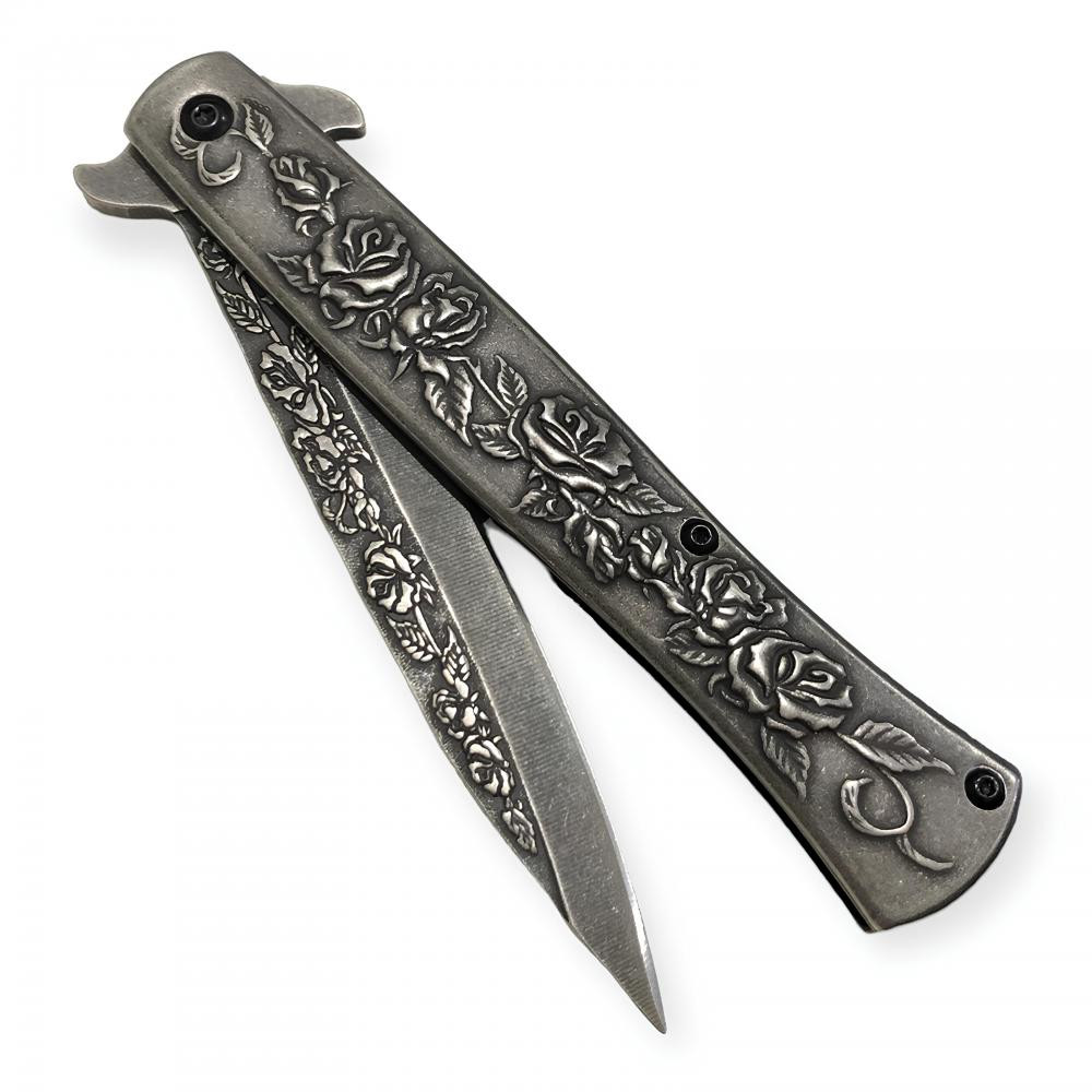 Kalitelial özel seri eskitme gül desenli çakı