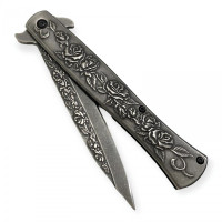 Kalitelial özel seri eskitme gül desenli çakı