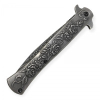 Kamp ve doğa sporları için gül kabartmalı survival bıçak