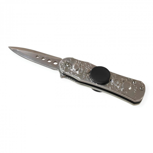 Kuru Kafa Desenli Gümüş Renkli Stres Çarkı Bıçak