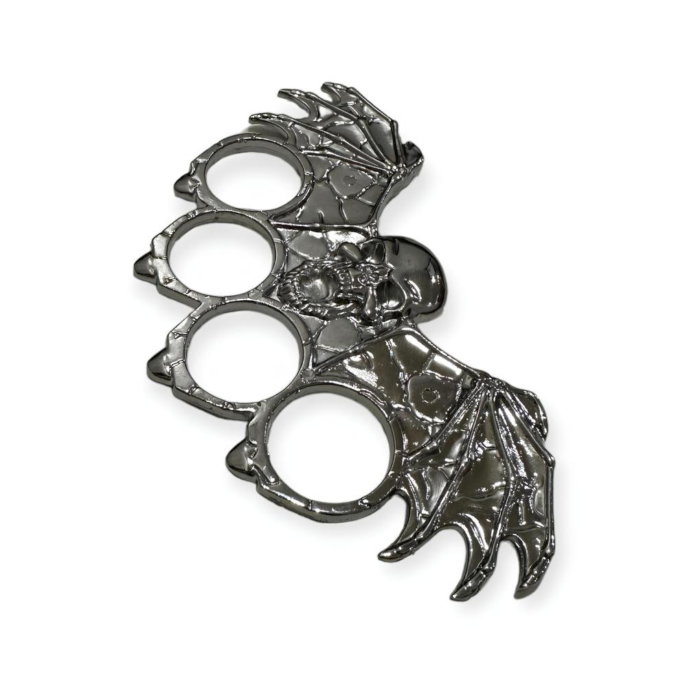 Gümüş Rengi Kanatlı Kuru Kafa Muşta -  Özel Tasarım Bıçaklar Kategorisi