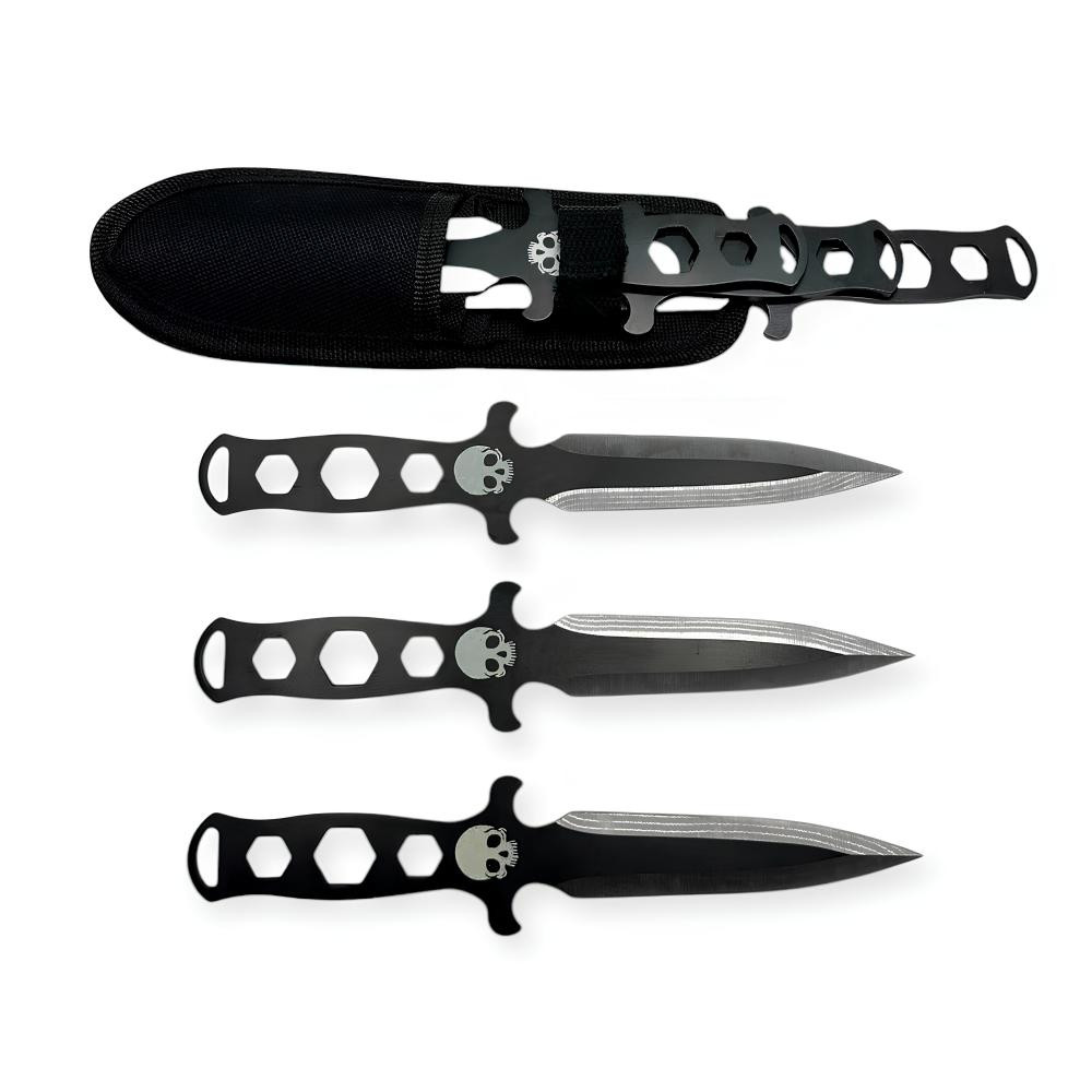 Kafatası Tasarımlı Kunai Fırlatma Bıçağı Seti